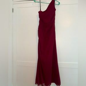 Bridesmaid dress off the shoulder wine / burgundy